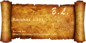 Bacskai Lili névjegykártya